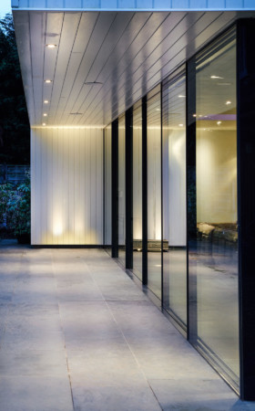 Structural glazing and Sky-frame sliding doors.